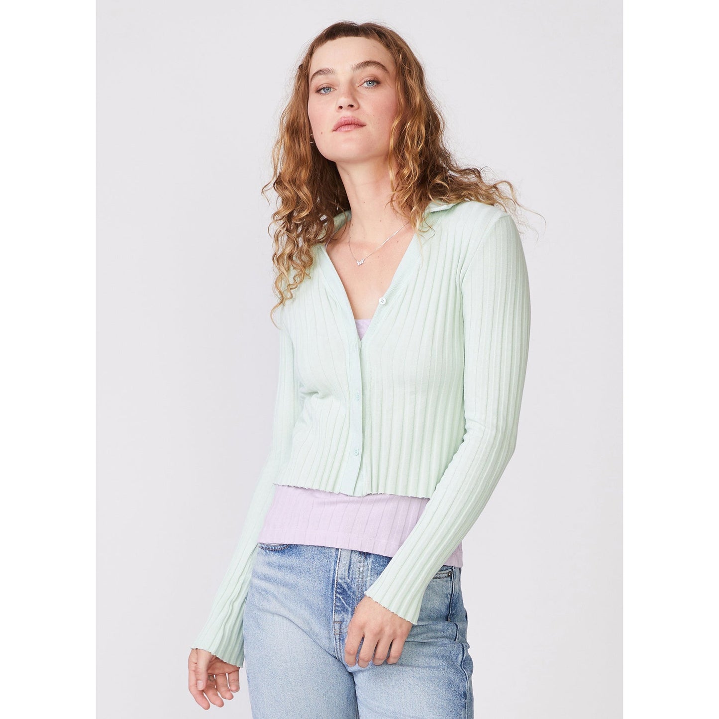 Load image into Gallery viewer, Farmboy Rib Cropped Collared Cardigan - Babette
