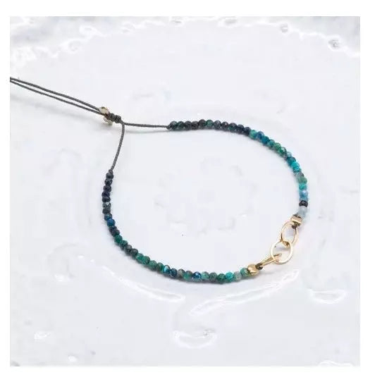 Load image into Gallery viewer, G Links Bracelet Chrysocolles et 18k Chain Plaquee - Babette
