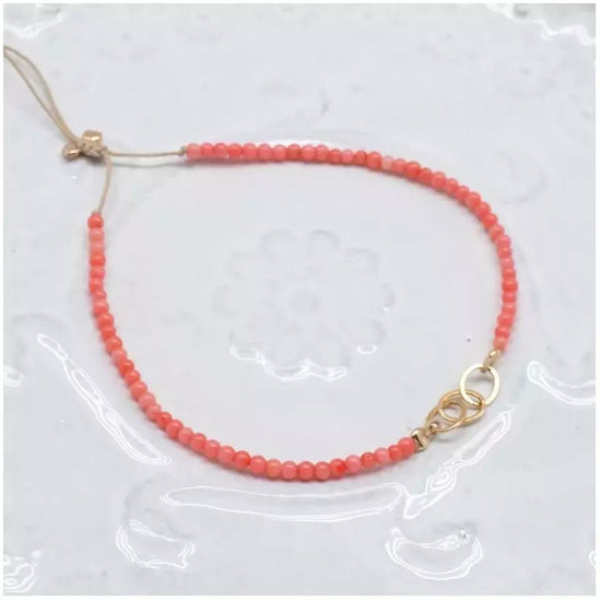 Load image into Gallery viewer, G Links Bracelet Corail Bamboo et 18k Chaine Plaquee - Babette
