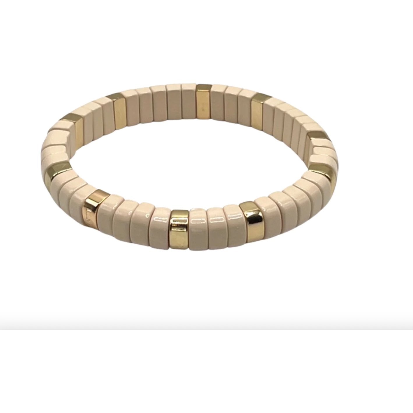 Ivory and Gold Rounded Single Bracelet - Babette