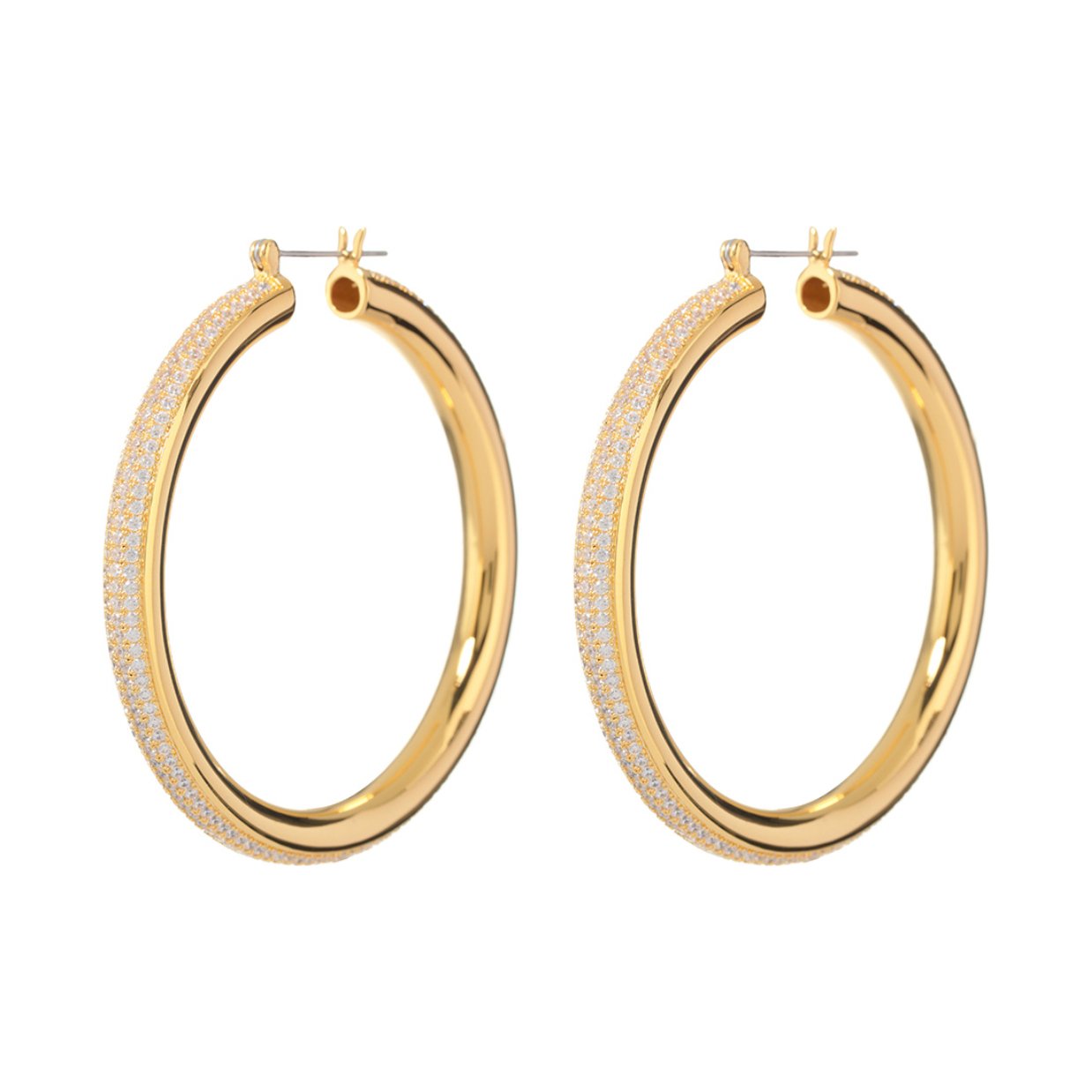 Load image into Gallery viewer, Pave Stripe Amalfi Hoops - Babette
