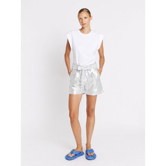 Solare Silver Metallic Effect Shorts - Babette